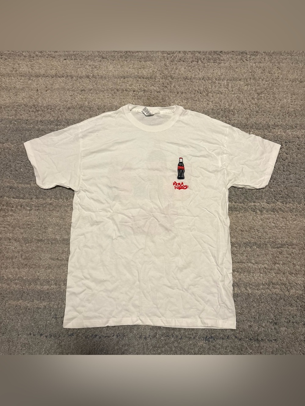 Coca-Cola "Para Todos" Graphic T-Shirt White Size Large Double Sided